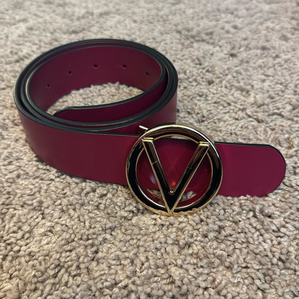 Fuschia Valentino by Mario Valentino with Gold Emblem Belt